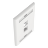 Placa de Pared Vertical, Salida Para 2 Puertos Keystone, Con Espacios Para Etiquetas, Color Blanco