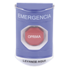Botón Multipropósito, Color Azul, De Superficie, Con Tapa De Policarbonato, Con Bocina Pre Alarma, Solo Interior, Llave Para Restablecer, Texto De Emergencia, Español