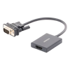 VGA Macho / Salida: HDMI Hembra / Resolución de 1080P@60Hz / Puerto Estéreo de 3.5 mm / Plug and Play, Sin Controlador / Longitud del Cable 15 cm (5.91 Pulgadas). / Incluye Cable de Alimentación USB / Incluye Cable de Audio de 3.5mm.