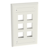 Placa de Pared Vertical, Salida Para 6 Puertos Keystone, Con Espacios Para Etiquetas, Color Blanco Mate