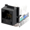 Jack RJ45 categoría 6 de 8 conductores tipo snap-in color negro para el marco de 6 puertos de la línea Claro
