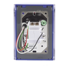 Botón Multipropósito, Color Azul, De Superficie, Con Tapa De Policarbonato, Con Bocina Pre Alarma, Para Interior, Llave Para Restablecer, Texto De Emergencia, Ingles