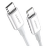 Cable USB-C a USB-C | 1 Metro | Carga Rápida de hasta 60W | Transferencia de datos de 480 Mbps | PD3.0 | QC 4.0/3.0/2.0 | FPC | AFC | Duradero y Flexible| Caja ABS | Cubierta de TPE | Color Blanco.