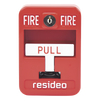 Estación manual de jalón contra incendio de acción simple, reset con llave, cumple ADA, carcasa de aluminio fundido