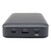 Power Bank de 20000mAh | 3 Salidas 100W Max. | USB-A + 2 USB-C | PD 3.0 | QC3.0 | FCP | SCP | Pantalla Inteligente | Carcasa Ignifuga | Color Gris | Incluye Cable USB de 50cm | Carga tu Laptop de Manera Segura.