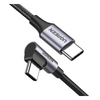 Cable USB-C a USB-C | 1 Metro (3.28 Pies) | Conector con Ángulo Recto de 90° | Carga Rápida de hasta 60W | 480 Mbps | PD3.0 | QC4.0/3.0/2.0 | FPC | AFC | Protección Integrada | Caja de Aluminio | Nylon Trenzado | Color Negro