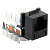 Jack RJ45 categoría 6 de 8 conductores tipo snap-in color negro para el marco de 6 puertos de la línea Claro