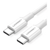 Cable USB-C a USB-C | 1 Metro | Carga Rápida de hasta 60W | Transferencia de datos de 480 Mbps | PD3.0 | QC 4.0/3.0/2.0 | FPC | AFC | Duradero y Flexible| Caja ABS | Cubierta de TPE | Color Blanco.