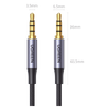Cable Auxiliar de 3.5mm / Cable Audio Estéreo / Núcleo de Alambre de Cobre Esmaltado / Carcasa de Aluminio Azul + Nylon Trenzado /  Soporta Micrófono / 2 Metros