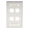 Placa de Pared de 4 Puertos, Keystone, con Espacio para Etiqueta, Color Blanco