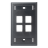 Placa de Pared Vertical, Salida Para 4 Puertos Keystone, Con Espacios Para Etiquetas, Color Negro