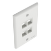 Placa de Pared Vertical, Salida Para 4 Puertos Keystone, Color Blanco