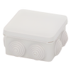 Caja Estanca, Derivación, Conexión de Plástico (89 X 89 X 50 mm) con 7 Glándulas de Goma. Para Instalaciones Comerciales,  Residenciales e Industriales. Cerrado a Presión.