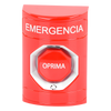 Botón de Emergencia, Texto en Español, Color Rojo, Acción Mantenida, Girar para Restablecer y LED Multicolor