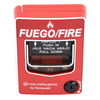 Estación manual de doble acción contra incendio, convencional, rotulado bilingüe FIRE/FUEGO y reset con llave
