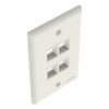 Placa de Pared Vertical, Salida Para 4 Puertos Keystone, Color Blanco Mate