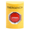 Botón de Emergencia en Español, Color Amarillo, Acción Mantenida, Girar para Restablecer y LED Multicolor