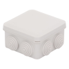 Caja Estanca, Derivación, Conexión de Plástico (89 X 89 X 50 mm) con 7 Glándulas de Goma. Para Instalaciones Comerciales,  Residenciales e Industriales. Cerrado a Presión.