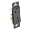 Tomacorriente dúplex de 15 A y 125 V, color negro brillante, familia Claro, apertura estilo Designer para placas de pared Lutron sin tornillos (placa se vende por separado)
