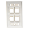 Placa de Pared de 4 Puertos, Keystone, con Espacio para Etiqueta, Color Blanco